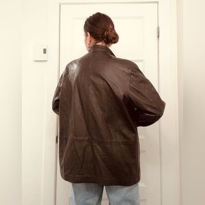 Vintage Chocolate Brown Genuine Leather Jacket